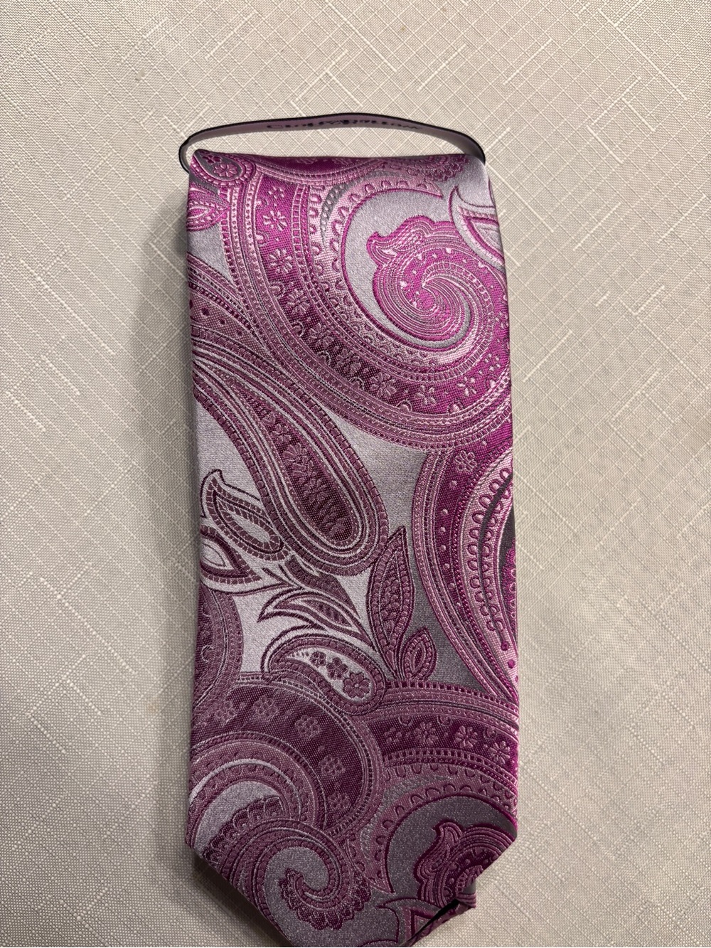 croft & barrow Pink and Silver Paisley Silk Tie